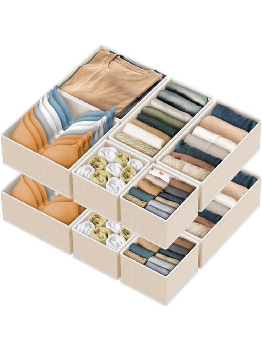 Foldable Drawer Organizer Set 12 Fabric Storage Bins Closet Dresser Home Storage